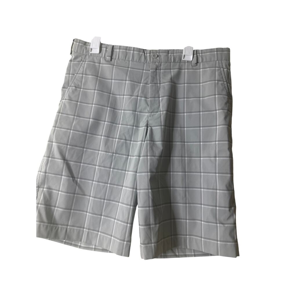 NIKE Golf DriFit Mens White Tan Plaid Athletic Golf Shorts nwot Size 35 a1